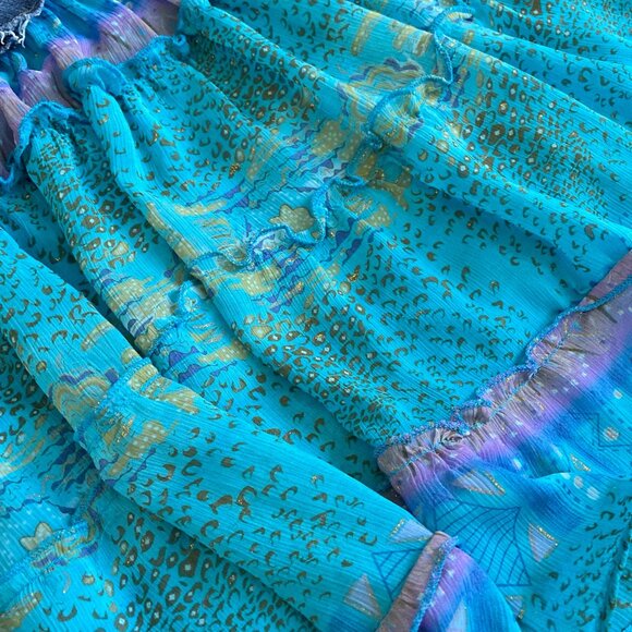 Y2K Teal and Purple Girls Denim Ruffle Skirt - Picture 7 of 7